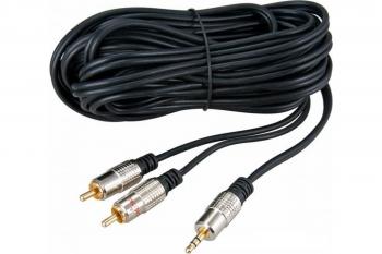 Шнур Стерео 3,5мм-2 RCA  5метров (GOLD-металл) REXANT
