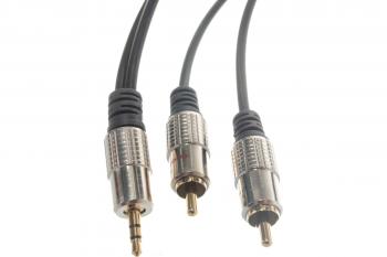 Шнур Стерео 3,5мм-2 RCA  5метров (GOLD-металл) REXANT