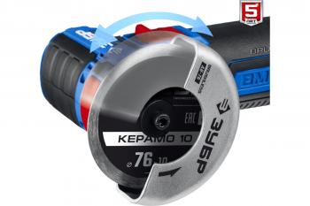 Углошлифмашина Зубр 12В (2 Ач), d-76мм бесщеточная, в сумке