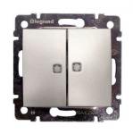 Переключатель VALENA 2-кл алюминий на два напр. с инд. зел. 770128