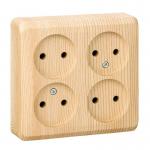 Розетка Этюд 4-я б/з сосна О/У РА16-205D 16А-250В