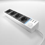 Блок розеточный 4-х местный+3 USB WL20-04-03 бел.