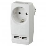 Адаптер ЭРА "Polynom" 1гн 220V+2xUSB 2100mA с/з SP-1e-USB-W